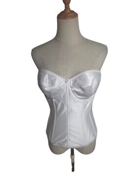 Dominique White Satin Strapless Bridal Corset Top NWT